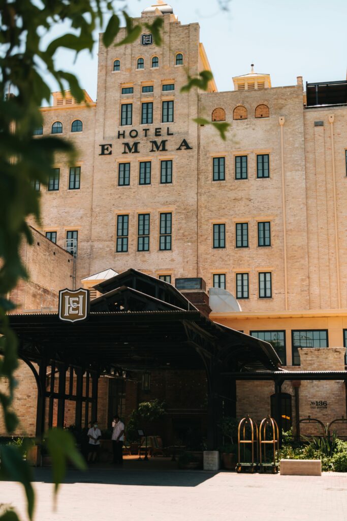 **Alt Text:**  
The historic Hotel Emma in San Antonio’s Pearl District, showcasing its iconic architecture and charm, a must-visit spot in this San Antonio Holiday Guide.